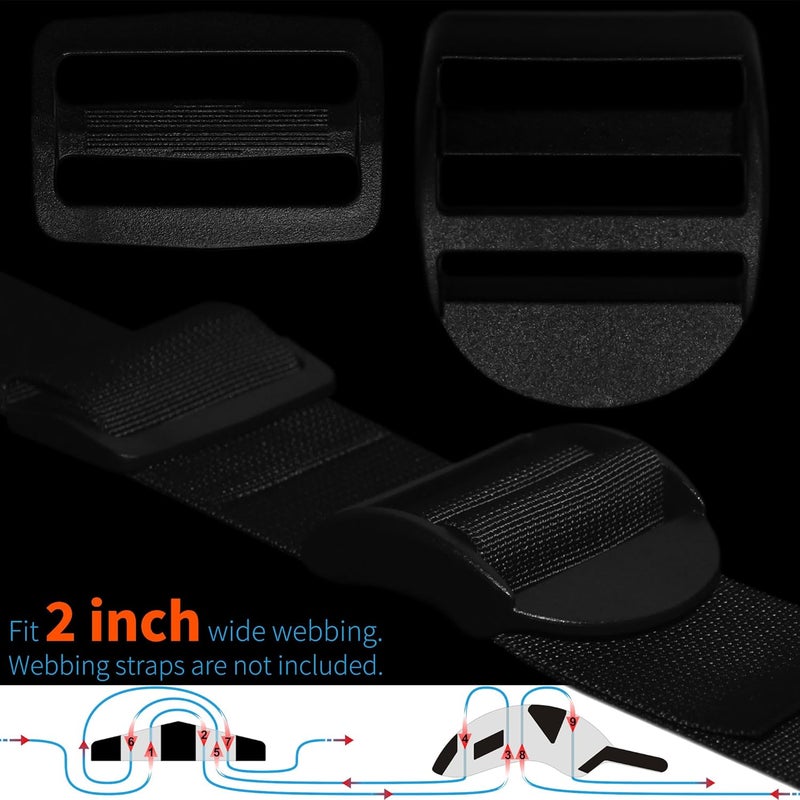 LASIGHT 4 Pack Slider Ladder Lock Buckle and Tri-glide Slide for 3/4", 1", 1-1/4", 1-1/2", 2" Webbing Strap - Image 2